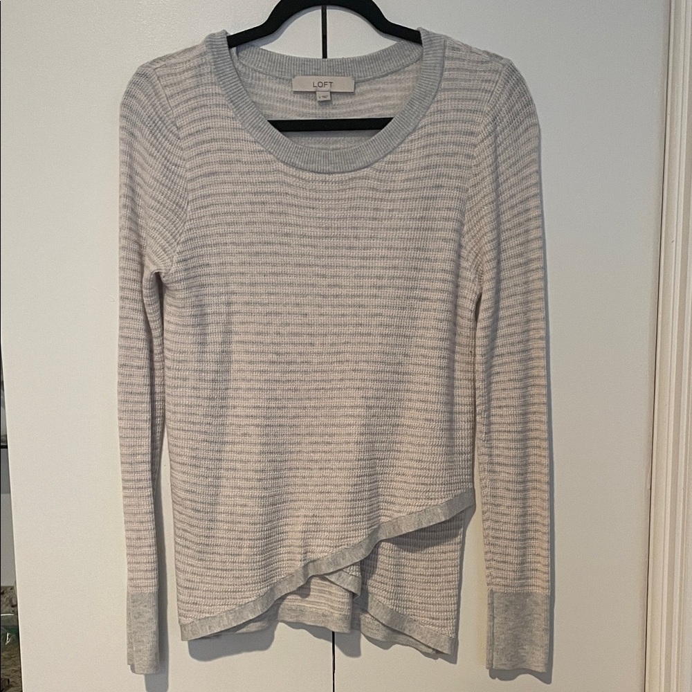 LOFT Light Gray Ribbed Knit Top